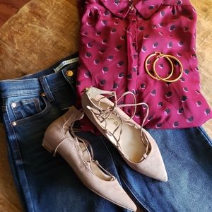 Unisa nude tie-up ballet flat